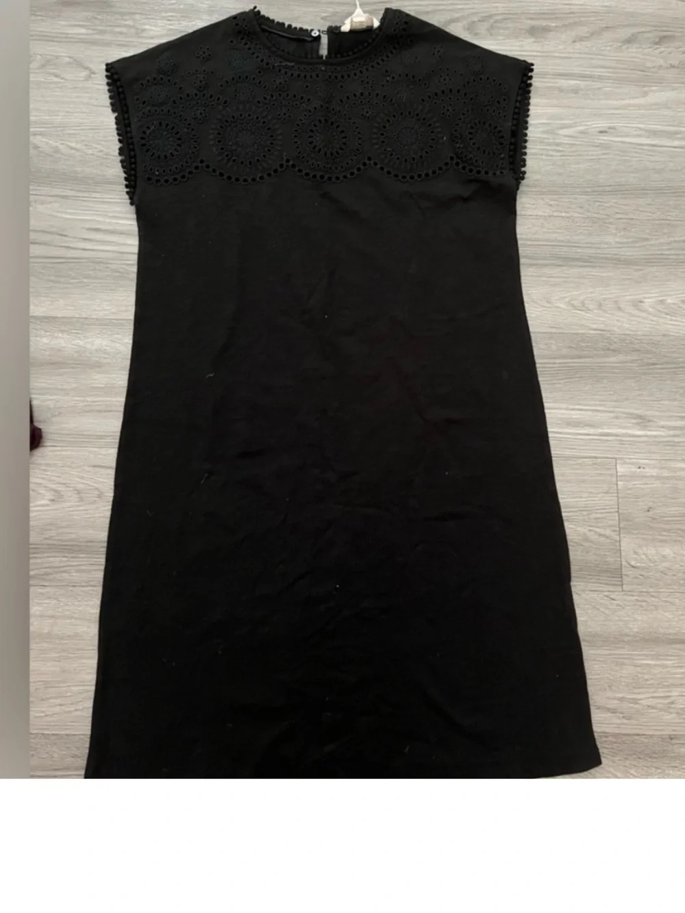 NWT Boden Black Eyelet Cutout Cotton Cap Sleeve T-shirt Dress Size 6